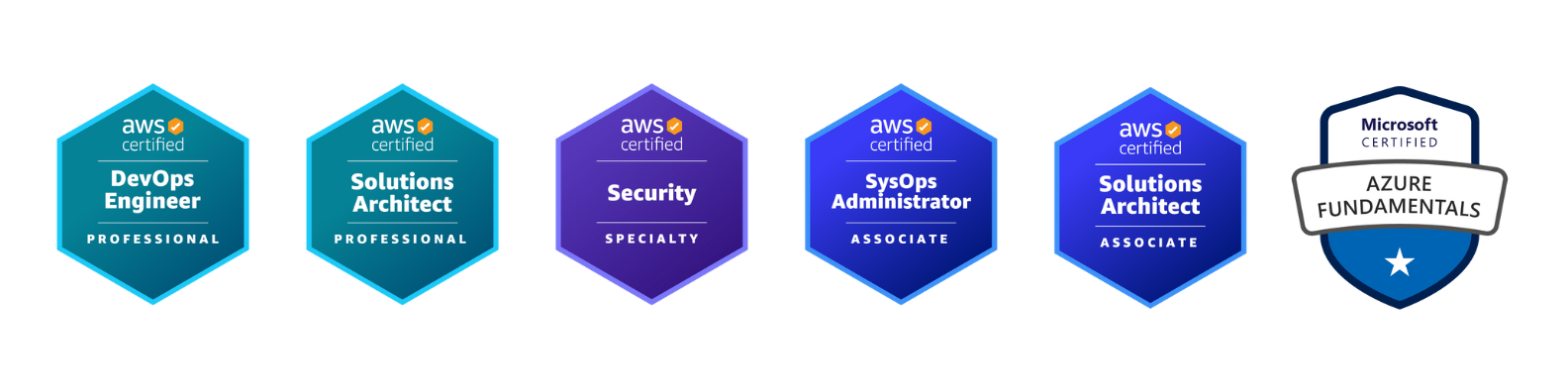 AWS and Microsoft certification badges